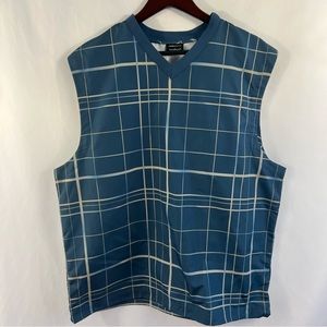 Nike Golf Vest Mens Large L Plaid Sleeveless V Neck Blue Gray Pullover